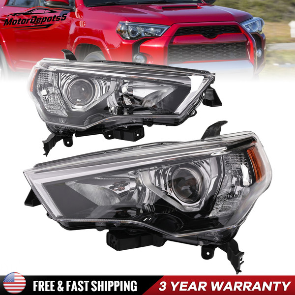 For 2014-2020 Toyota 4Runner Chrome Halogen Pair Left Right Headlight Assembly