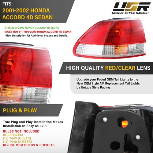 OE Replacement Tail Light - 33551-S84-A01 - Left Outer / For 01-02 Accord 4Door - Image 3