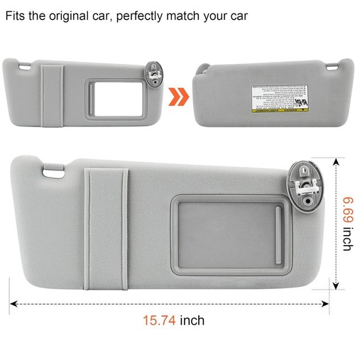 Left & Right Gray Sun Visor w Sunroof Pair For 09-16 Toyota Venza 74320-0T022-B1 - Image 4