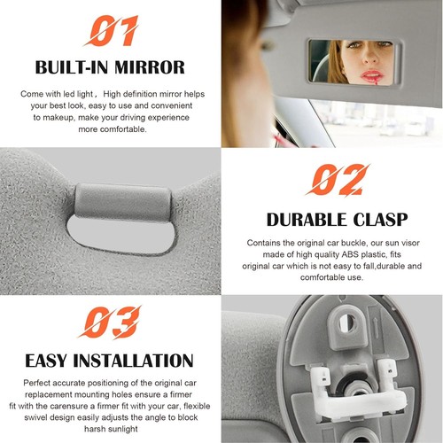 Left & Right Gray Sun Visor w Sunroof Pair For 09-16 Toyota Venza 74320-0T022-B1 - Image 6