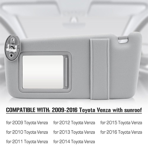 Left & Right Gray Sun Visor w Sunroof Pair For 09-16 Toyota Venza 74320-0T022-B1 - Image 10